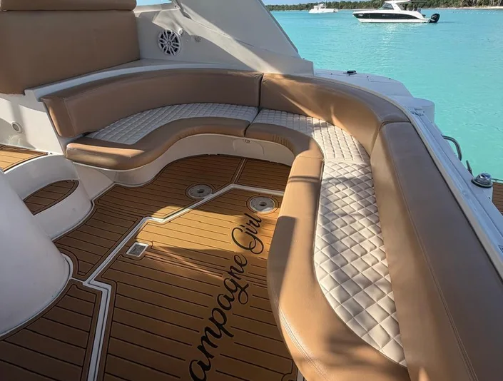 Champagne Girl open-air cockpit seating and table