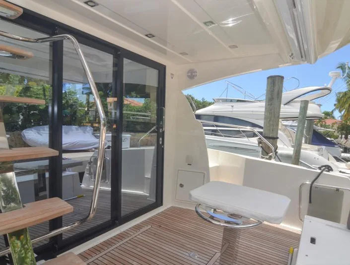 Prestige 44 covered cabin with a double bed