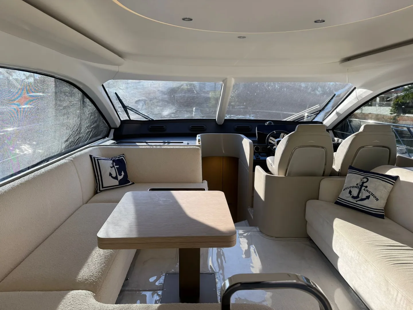 Azimut 53 salon sofa and coffee table