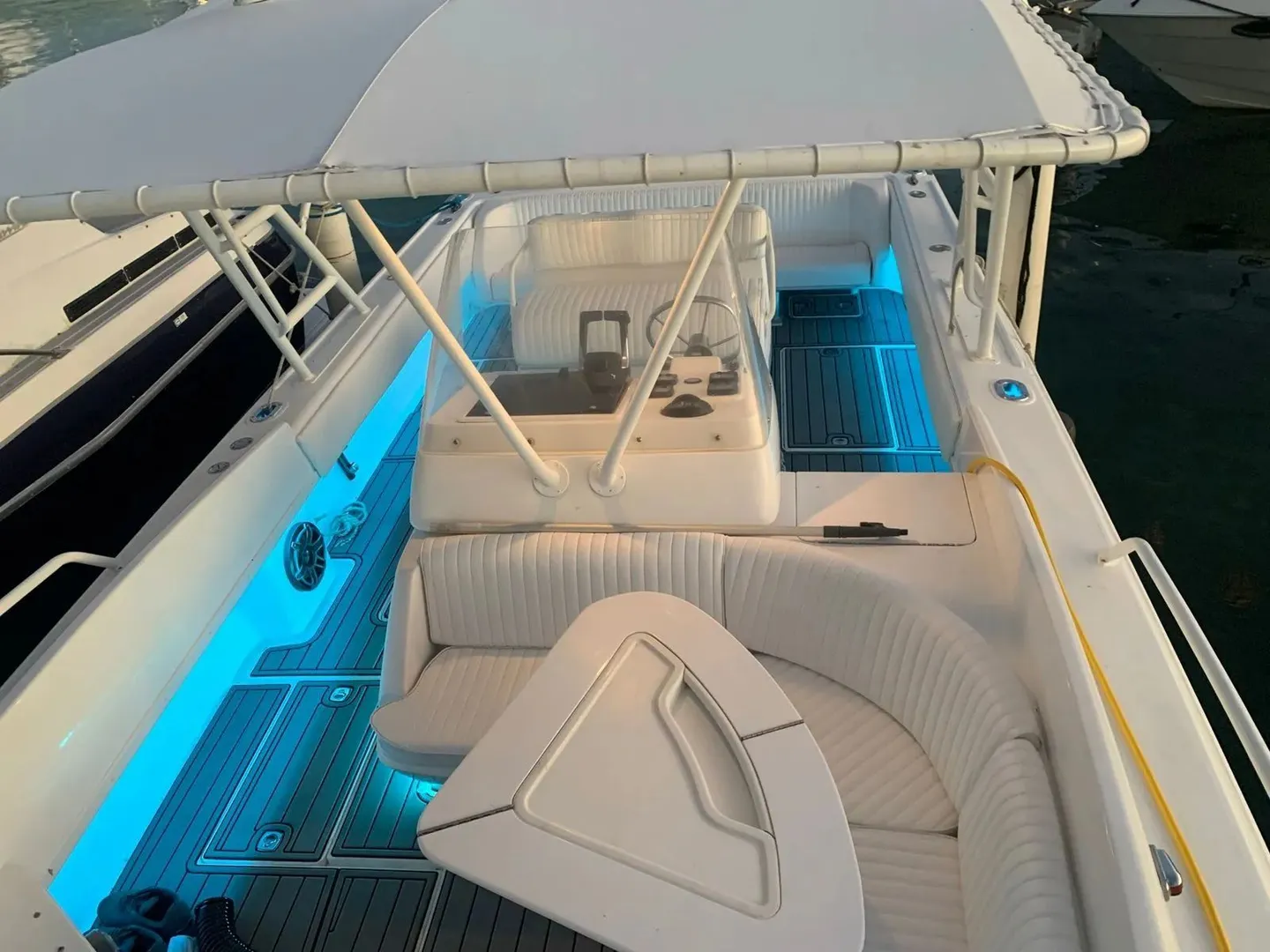 Intrepid 37 open deck seating and table