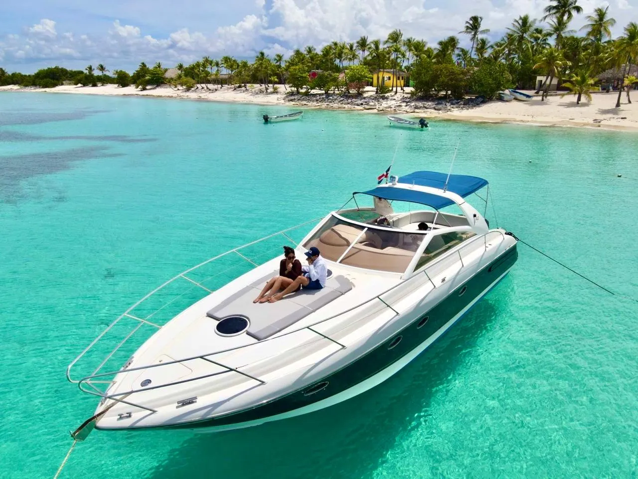 The Princess 42 anchored in turquoise water