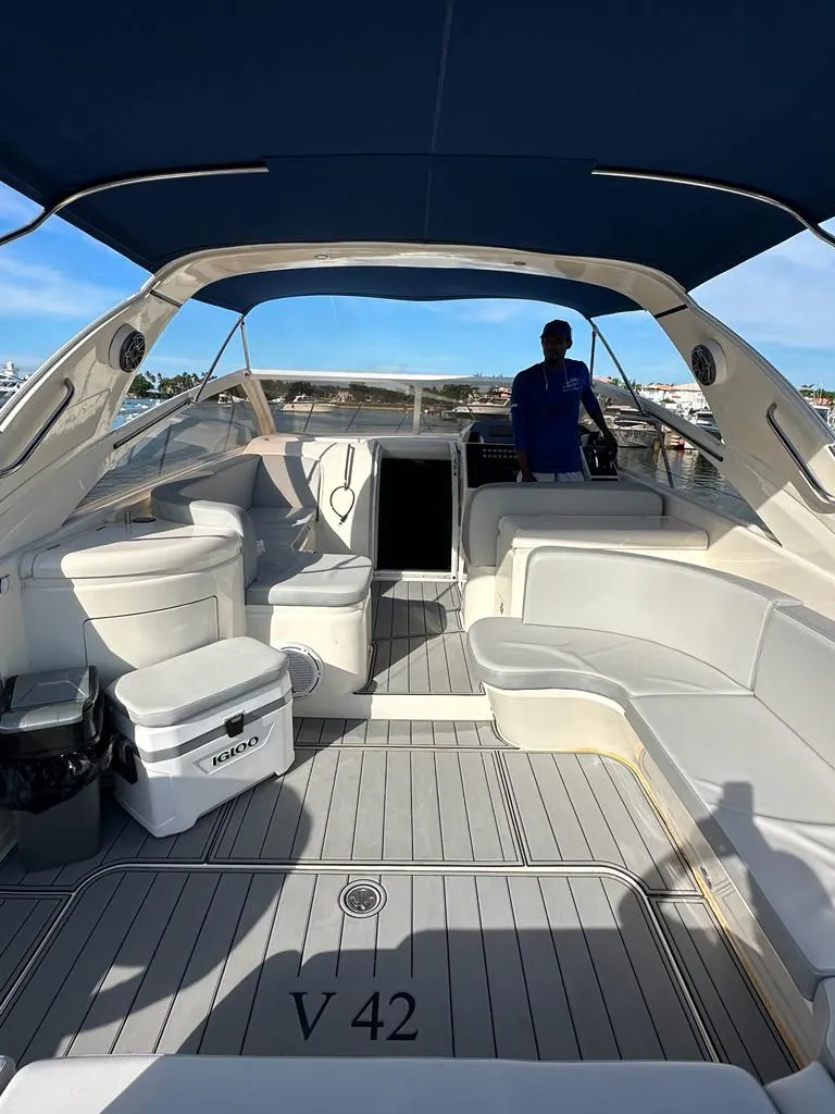 Princess 42 open-air cockpit seating and table