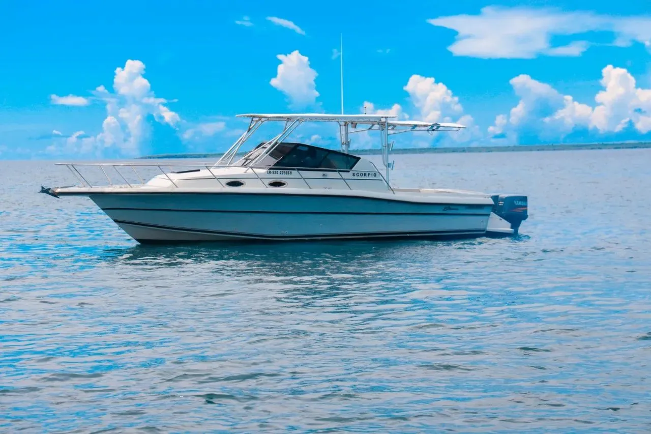 Scorpio 36 on turquoise water