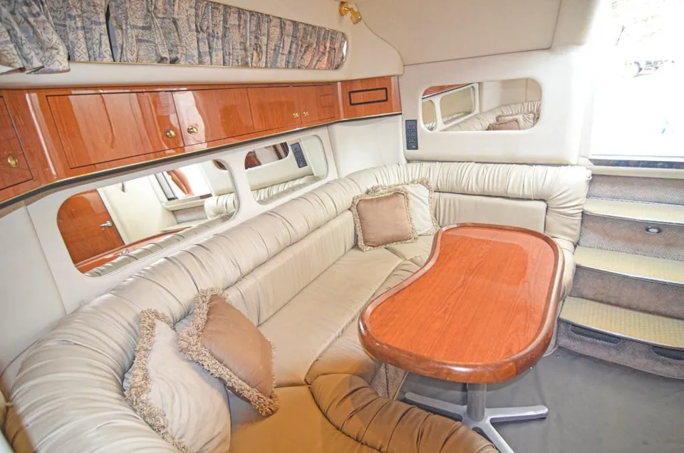 Sea Ray 37 cream dining lounge